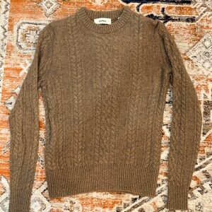 Buck Mason Tan Cable Knit Crewneck Sweater